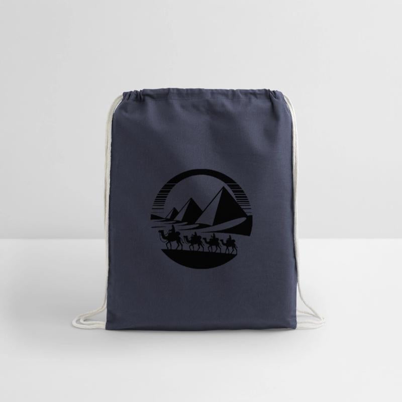 Desert Caravan With Pyramids In The Background