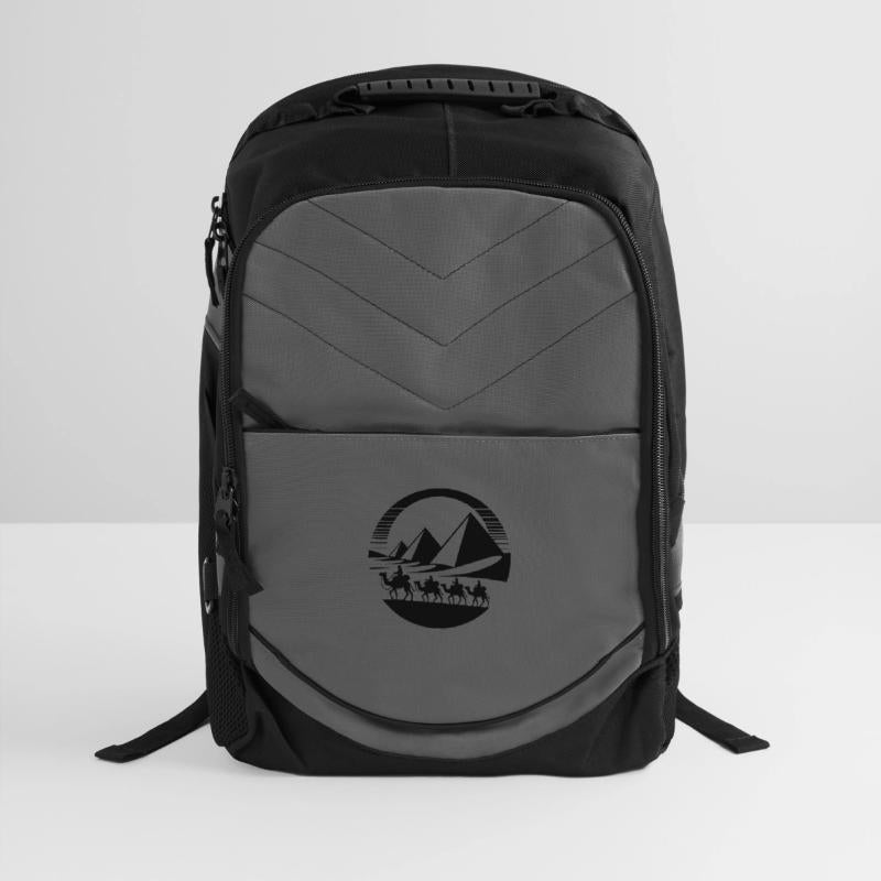 Desert Caravan With Pyramids In The Background