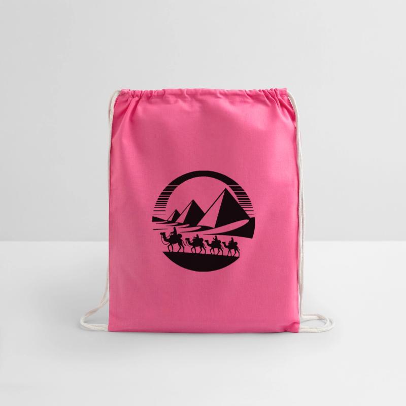 Desert Caravan With Pyramids In The Background