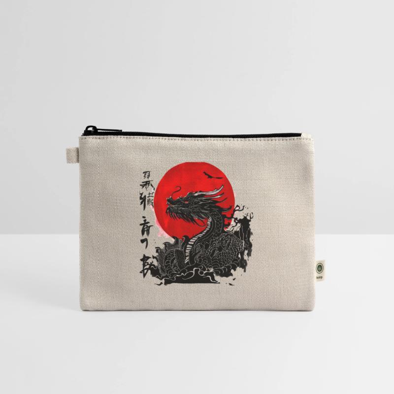 Dragon and crimson sun with ink japanese