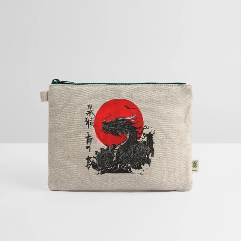 Dragon and crimson sun with ink japanese