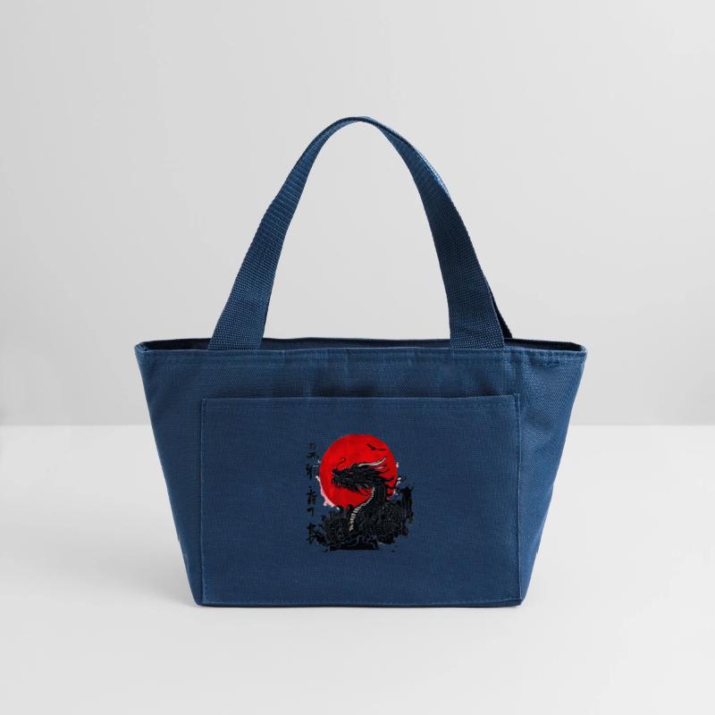 Dragon and crimson sun with ink japanese