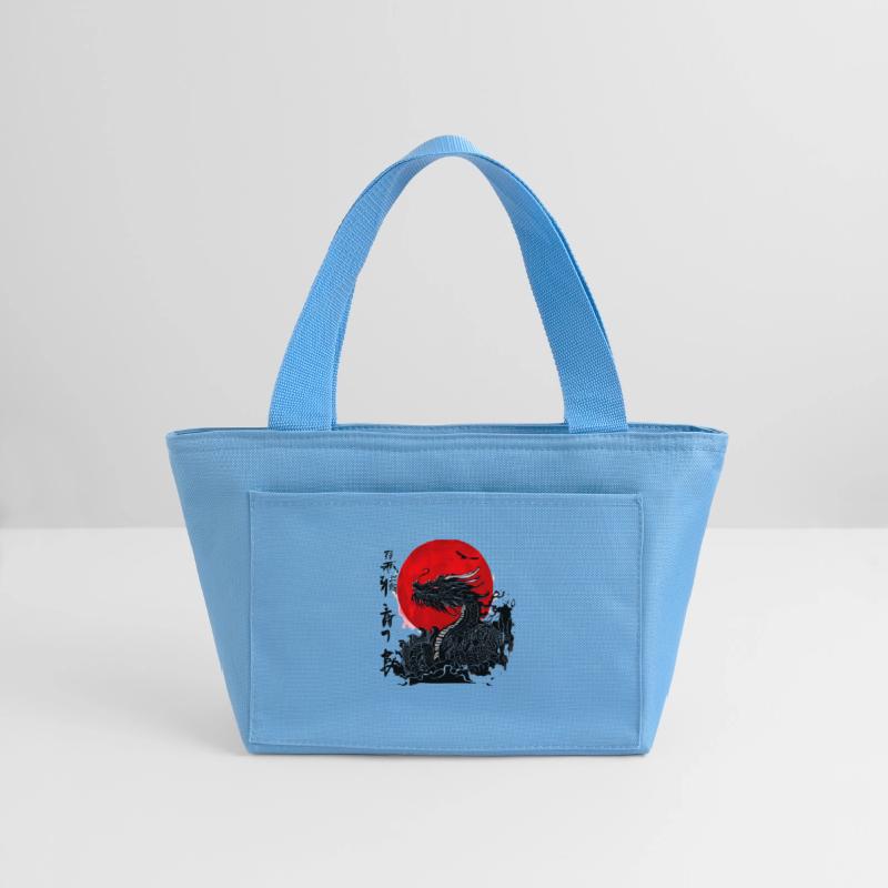 Dragon and crimson sun with ink japanese