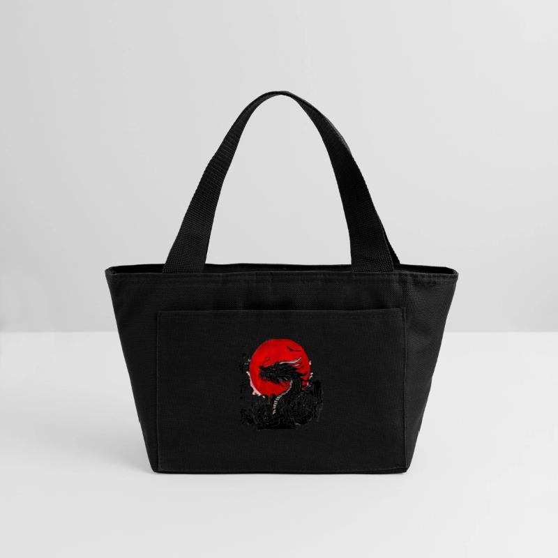 Dragon and crimson sun with ink japanese