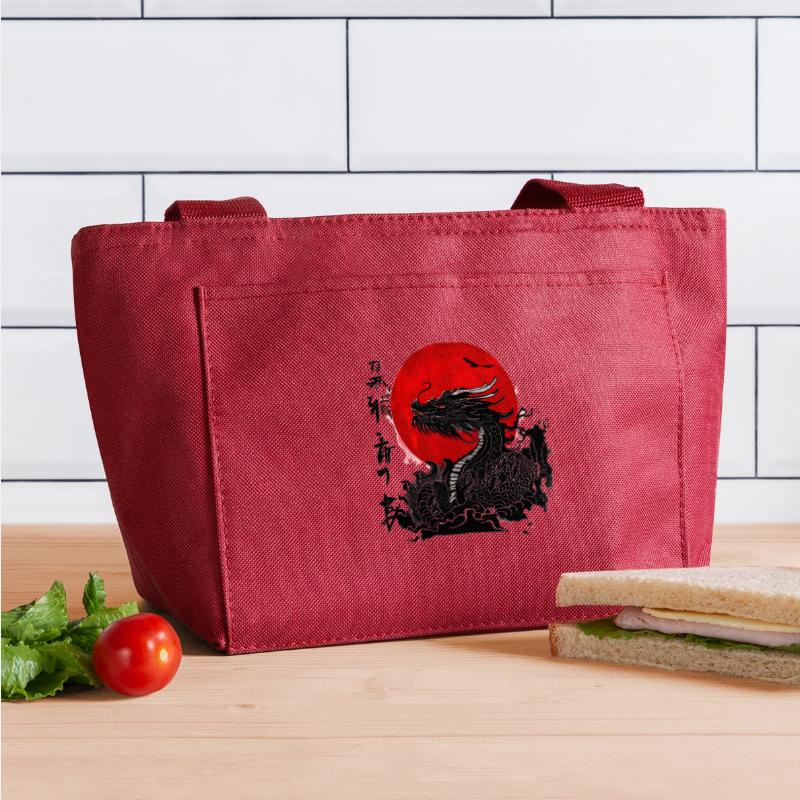 Dragon and crimson sun with ink japanese