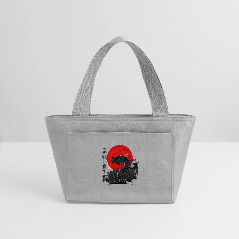 Dragon and crimson sun with ink japanese