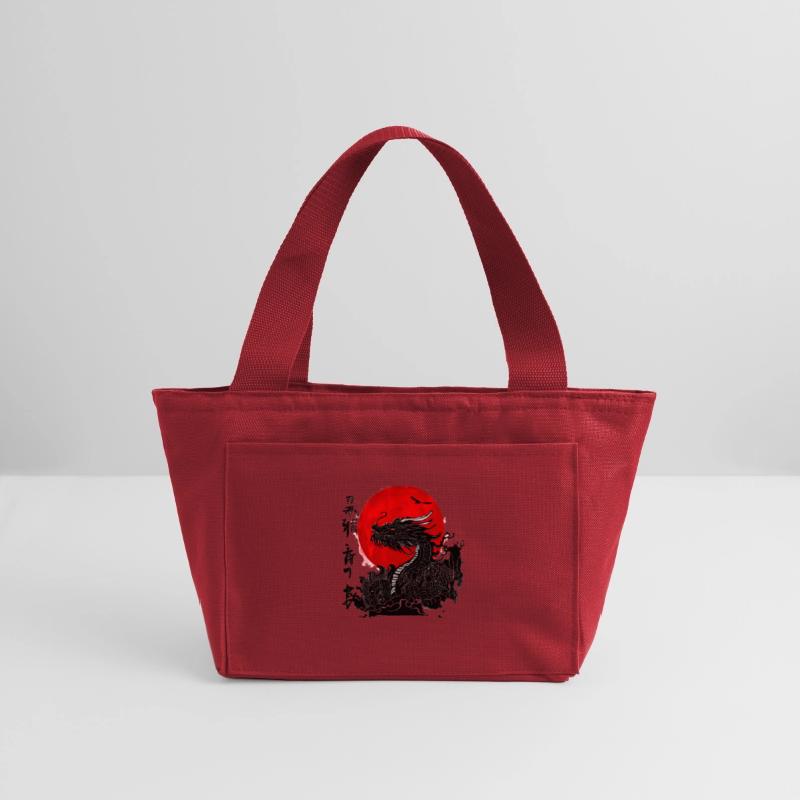 Dragon and crimson sun with ink japanese