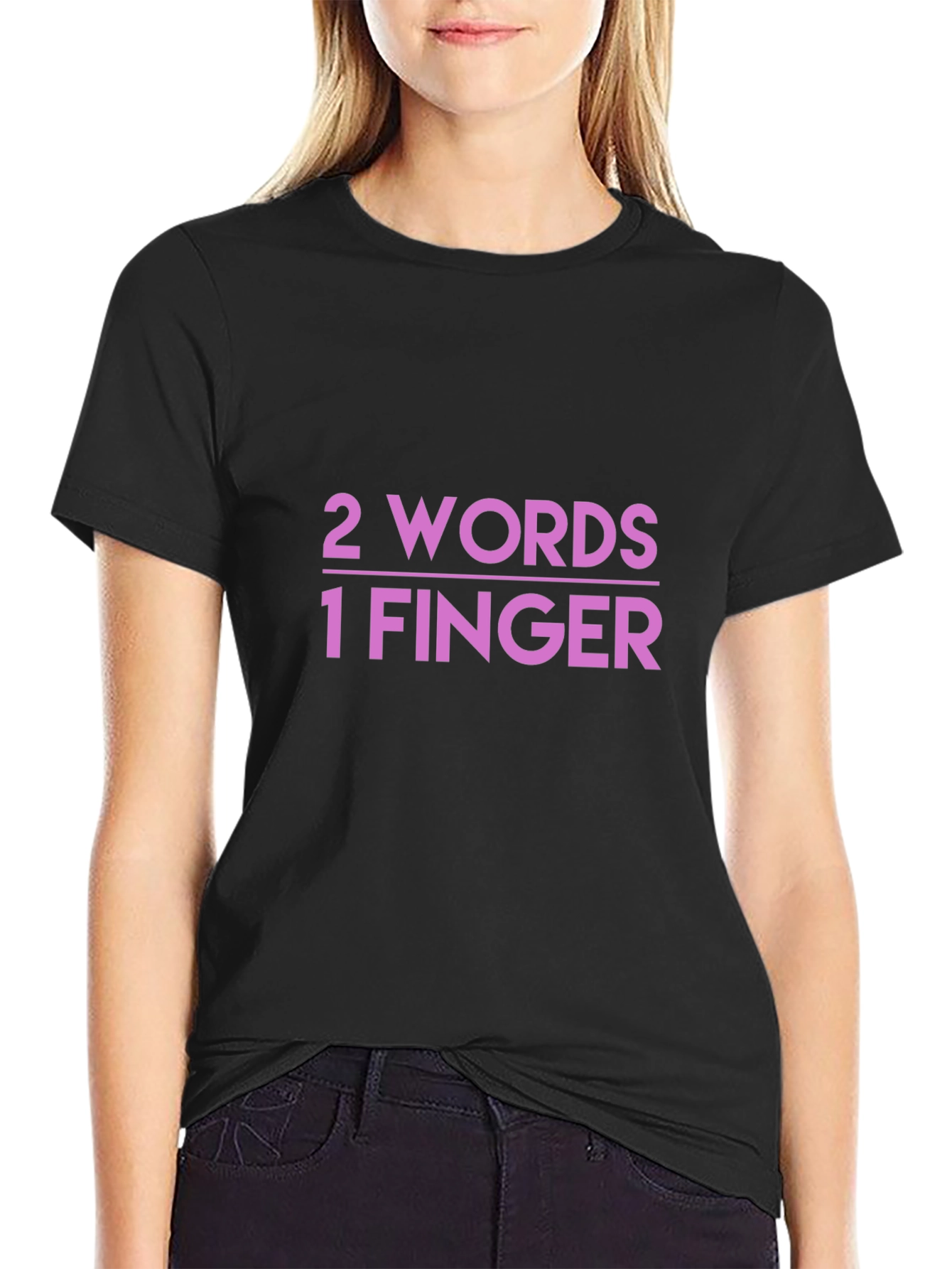 2 Words 1 Finger Graphic Tee - Bold Humor T-Shirt