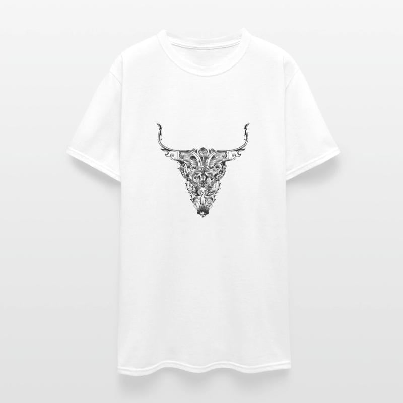 Floral bull skull in a mystical tattoo style