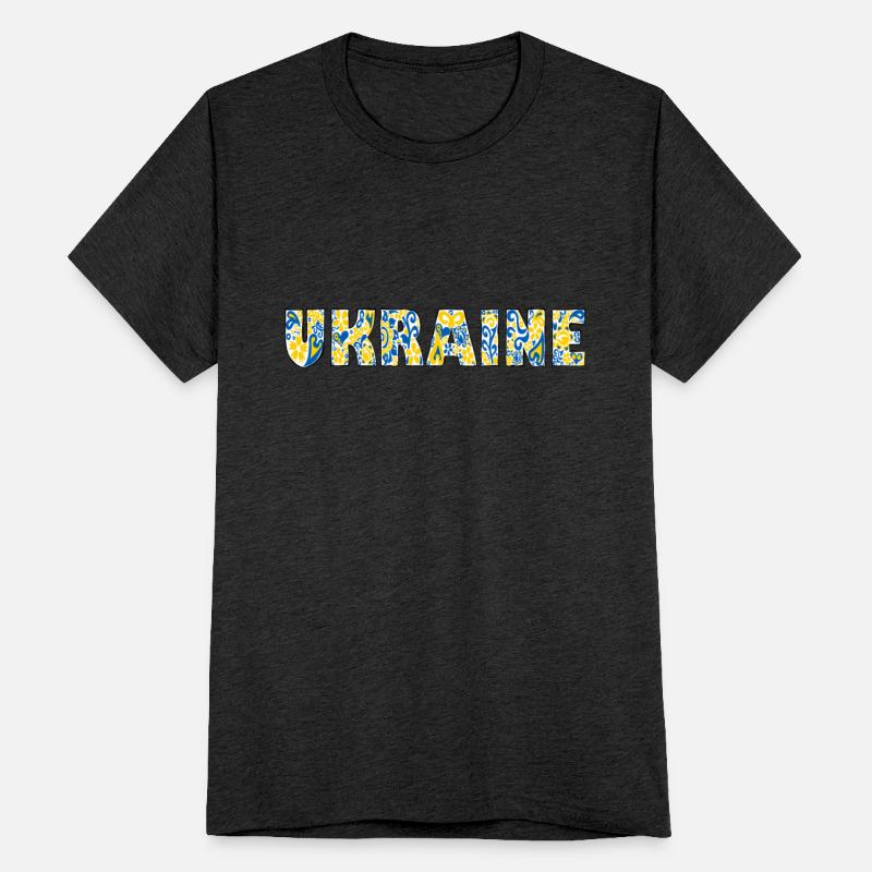 Folk art lettering Ukraine in national flag colors