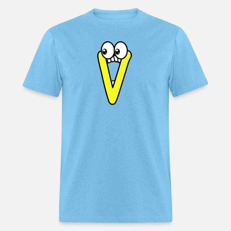 Funny Comic Letter "V" with 👀 | 🔴🔵🟡🟢
