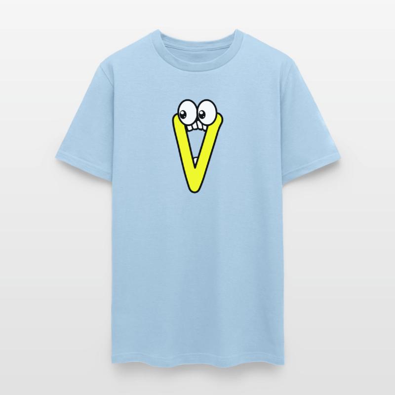 Funny Comic Letter "V" with 👀 | 🔴🔵🟡🟢