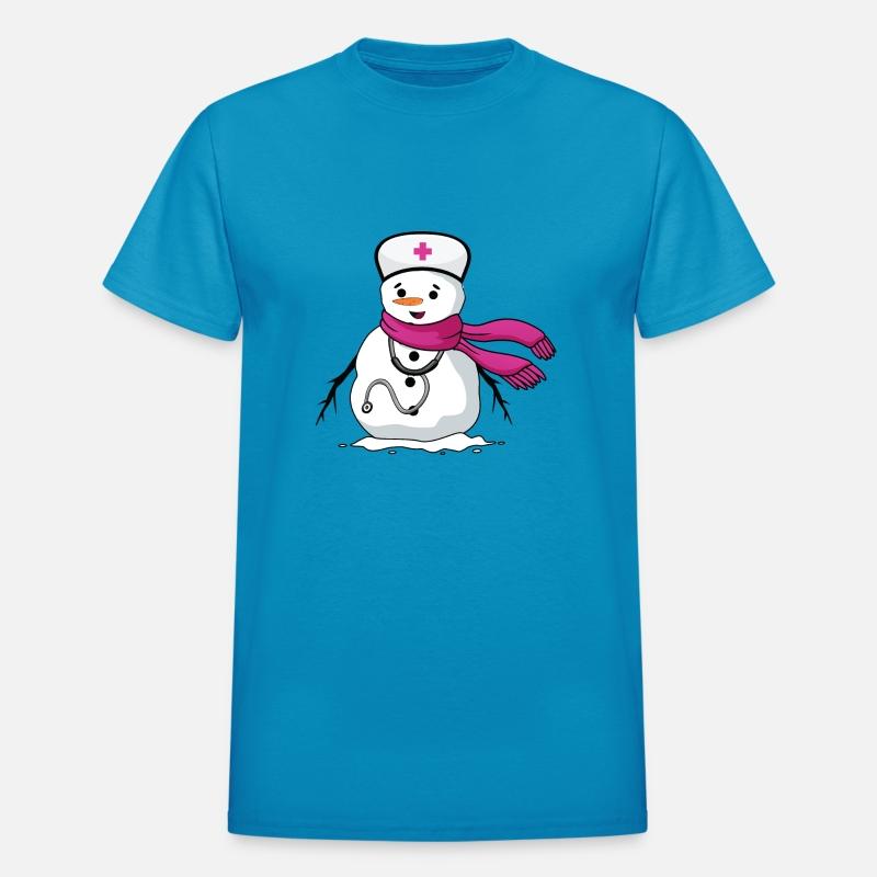 Funny snowman nurse with stethoscope