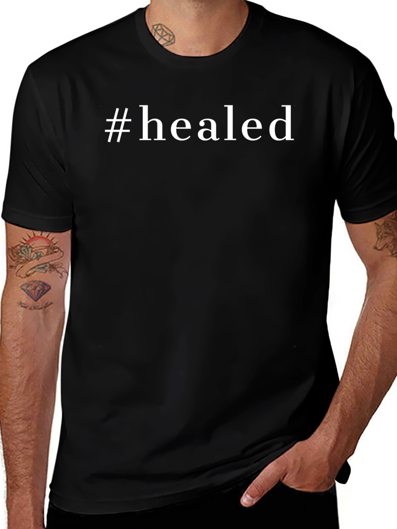 #Healed Black Graphic Tee - Inspirational T-Shirt
