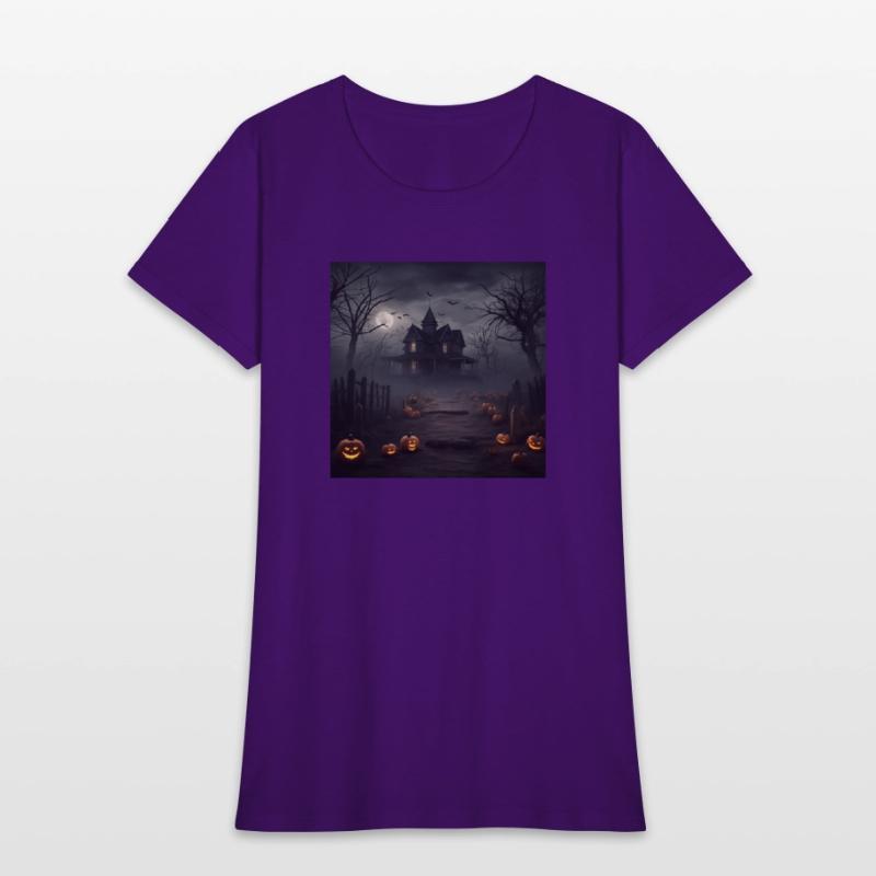 Halloween spooky house on a foggy night