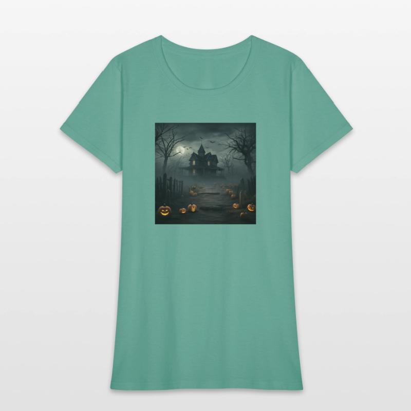 Halloween spooky house on a foggy night