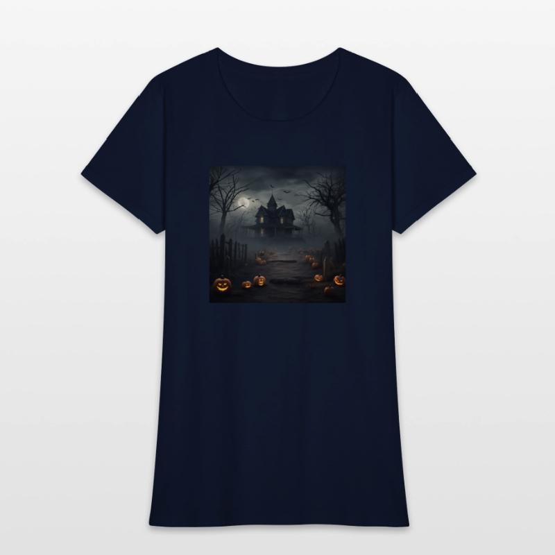 Halloween spooky house on a foggy night