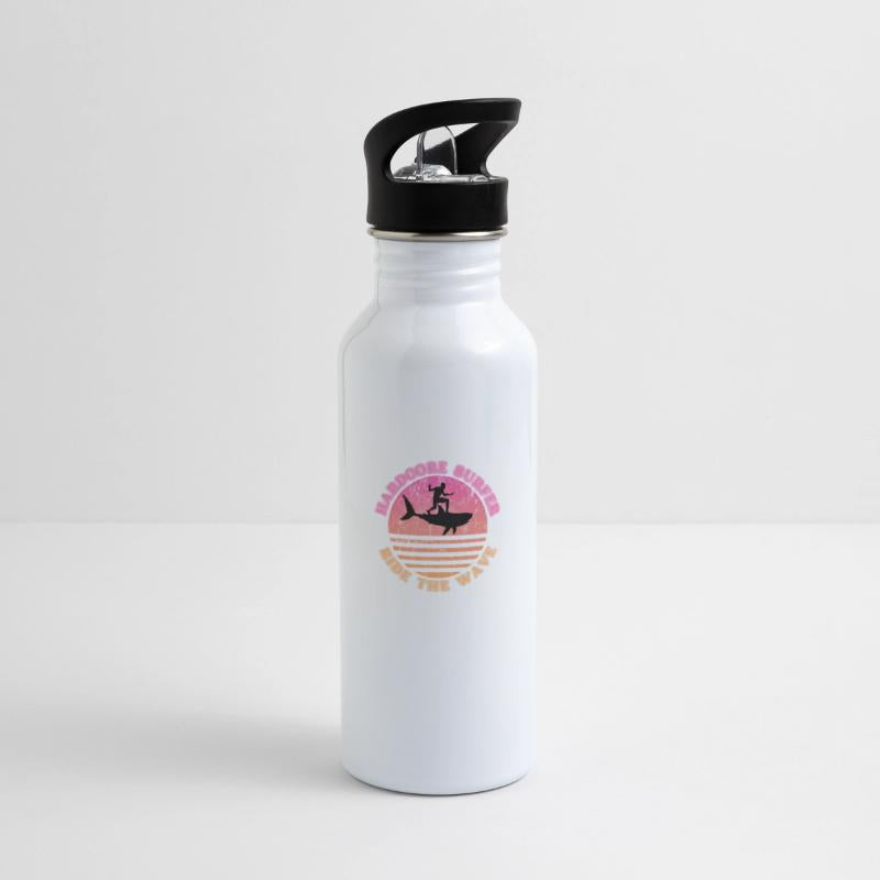 Hardcore Surfer Ride the Wave Shark Sunset Neon